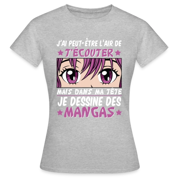 Maquette de T-shirt Femme « Fan d'Anime & Dessinateur Manga » à personnaliser