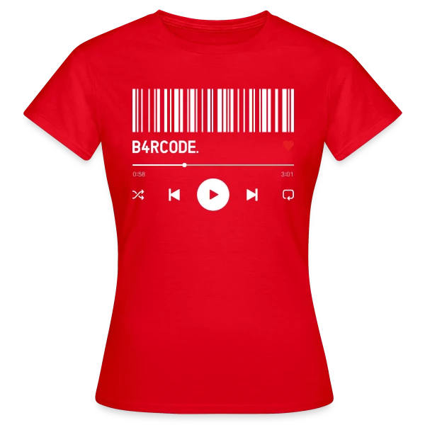 Maquette de T-shirt Femme « Barre de Lecture Musicale Cœur » à personnaliser
