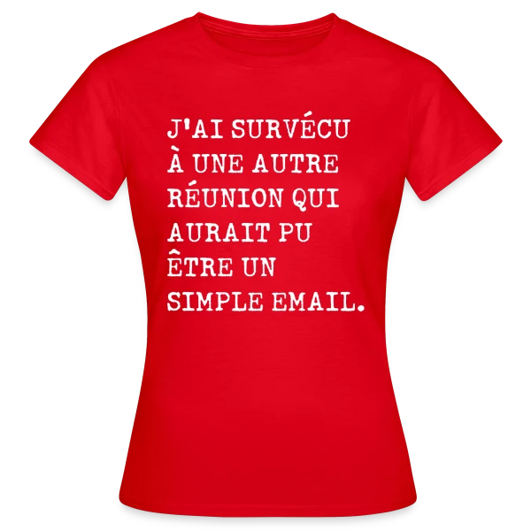 Maquette de T-shirt Femme « Humour Réunion : J'ai survécu » à personnaliser