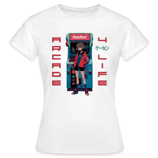 Maquette de T-shirt Femme « Fille Anime Gaming - Arcade 4 Life » à personnaliser