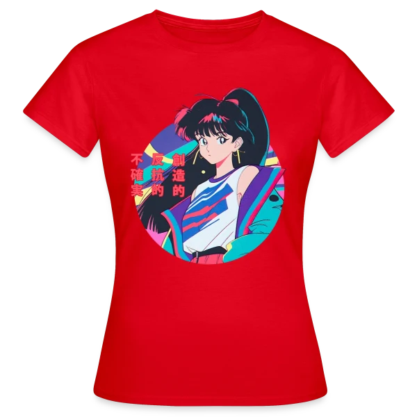 Maquette de T-shirt Femme « Fille Anime Rétro 80s/90s Windbreaker » à personnaliser
