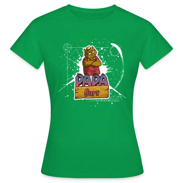 Maquette de T-shirt Femme « Humour 'Papa Ours' - Cadeau Fête des Pères Câlin » à personnaliser