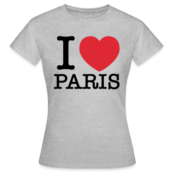 Maquette de T-shirt Femme « J'aime Paris Cœur Rouge » à personnaliser