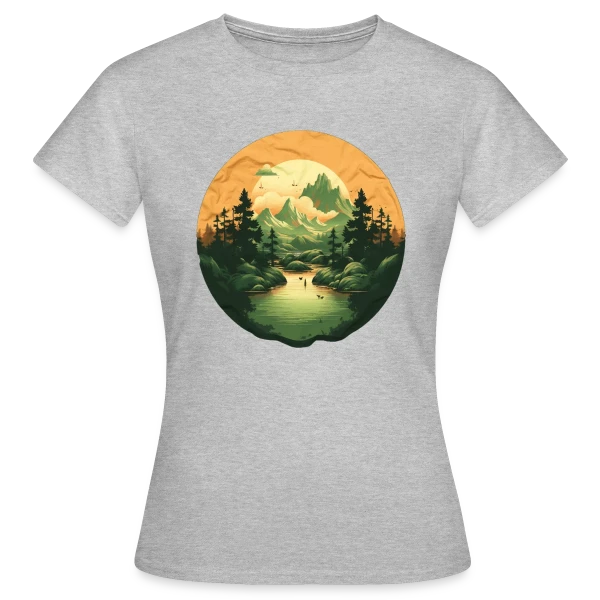 Maquette de T-shirt Femme « Paysage Naturel : Design Sérénité » à personnaliser