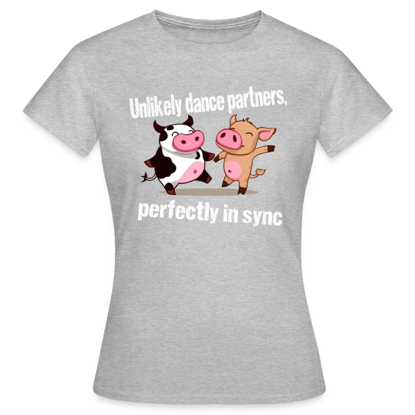 Maquette de T-shirt Femme « Vache et Cochon Danseurs » à personnaliser