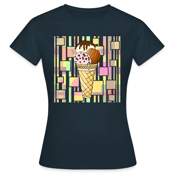 Maquette de T-shirt Femme « Plaisir Glacé Gourmand » à personnaliser