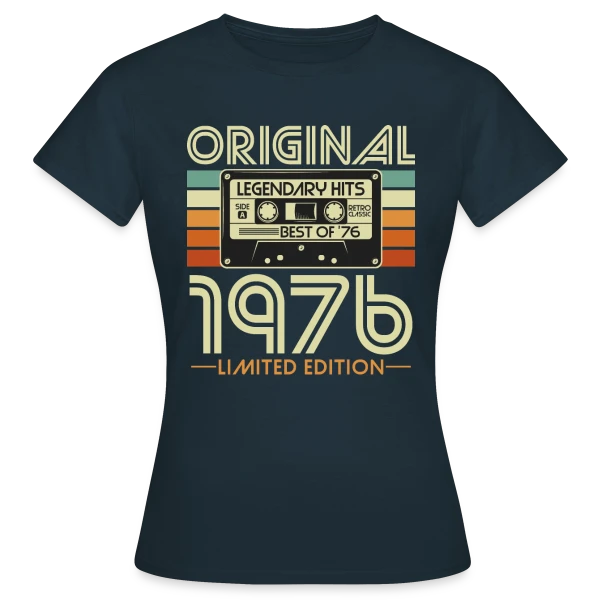 Maquette de T-shirt Femme « Cassette Rétro 1976 Légendaire » à personnaliser