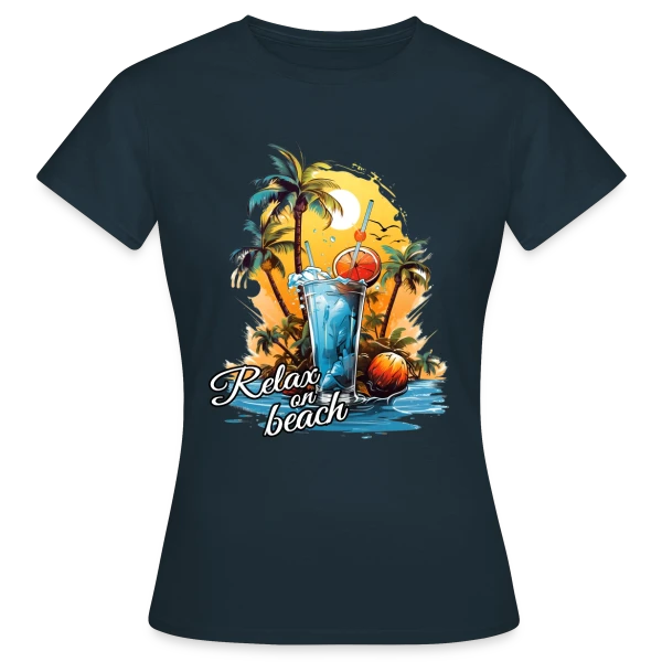 Maquette de T-shirt Femme « Cocktail Plage Tropicale » à personnaliser