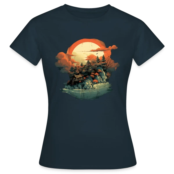 Maquette de T-shirt Femme « Paysage Asiatique Mystique » à personnaliser