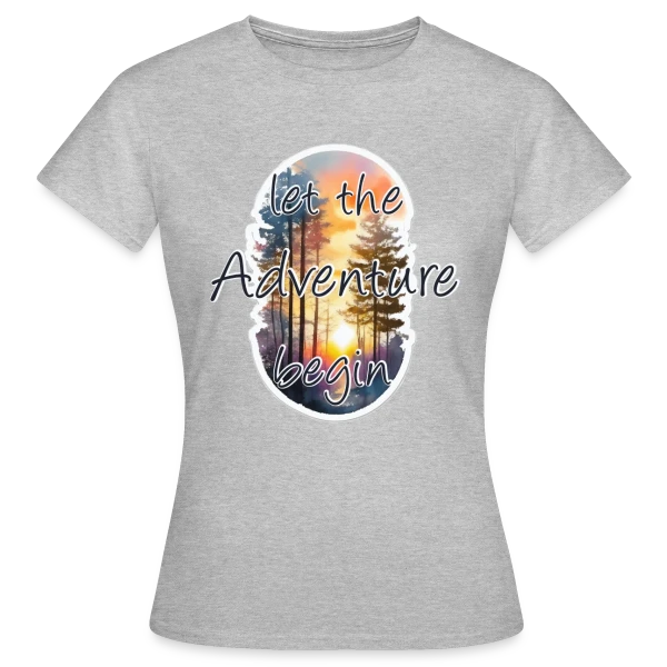 Maquette de T-shirt Femme « L'Aventure Commence Forêt » à personnaliser