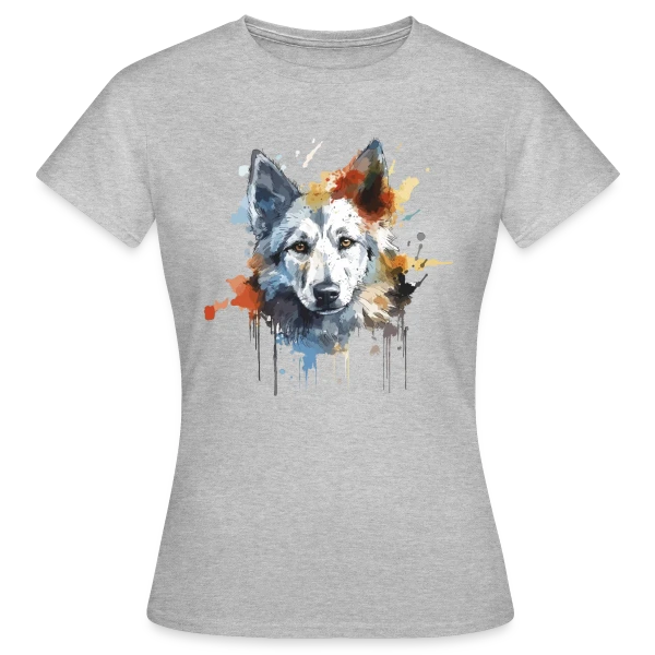 Maquette de T-shirt Femme « Loup Aquarelle Stylisé » à personnaliser