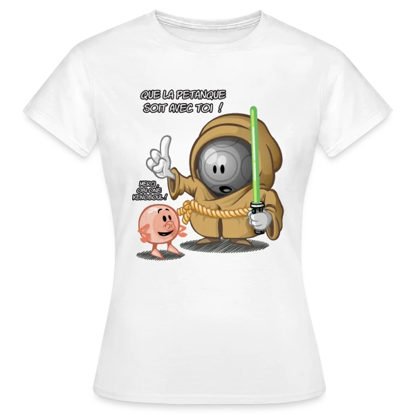 Maquette de T-shirt Femme « Que la pétanque soit avec toi ! » à personnaliser