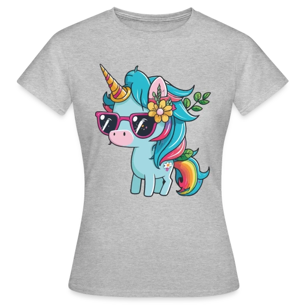 Maquette de T-shirt Femme « Licorne Cool Lunettes » à personnaliser