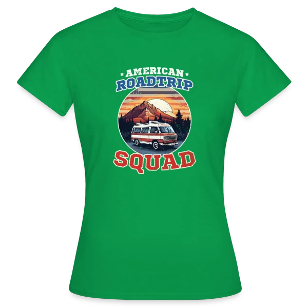 Maquette de T-shirt Femme « Équipe Road Trip Américain Van » à personnaliser