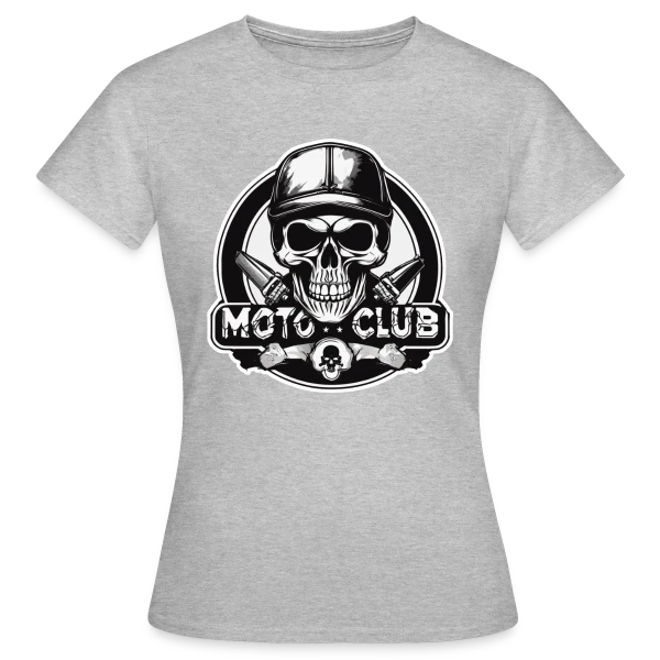Maquette de T-shirt Femme « Tête de Mort Motard Rétro – Club Moto » à personnaliser