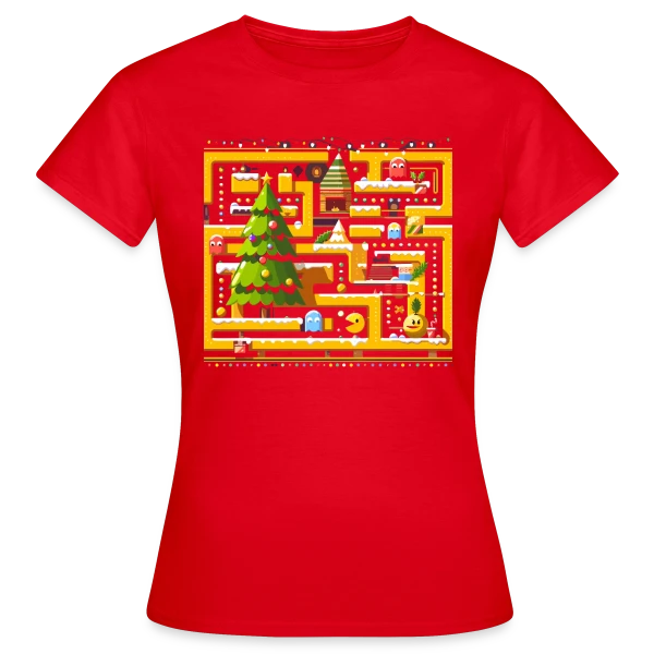 Maquette de T-shirt Femme « Noël Gamer : Joyeux Arcade Christmas » à personnaliser