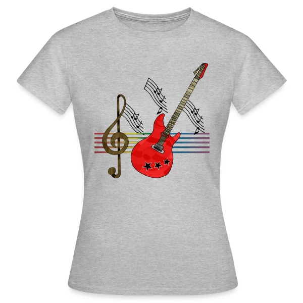 Maquette de T-shirt Femme « Guitare Addict » à personnaliser