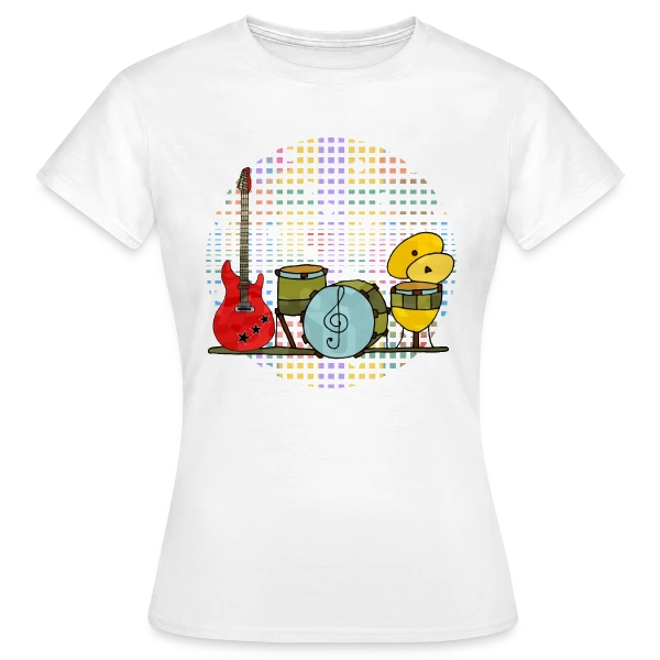 Maquette de T-shirt Femme « Mélodies d'Instruments » à personnaliser