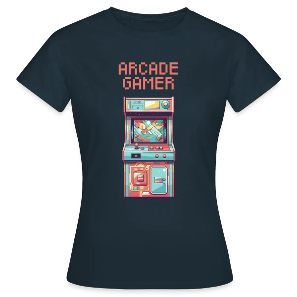 Maquette de T-shirt Femme « Arcade Gamer Rétro : Le Culte des Salles Obscures » à personnaliser