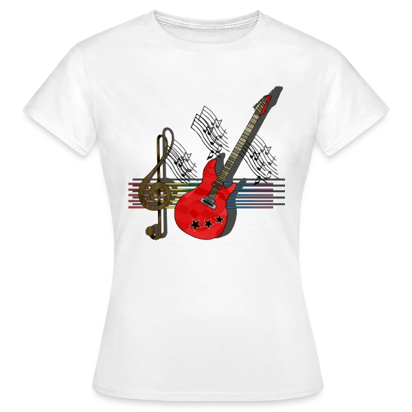 Maquette de T-shirt Femme « Passion Guitare » à personnaliser