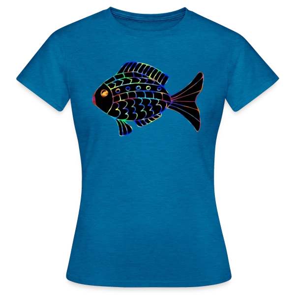 Maquette de T-shirt Femme « Passion Pêcheur - Motif Poisson » à personnaliser