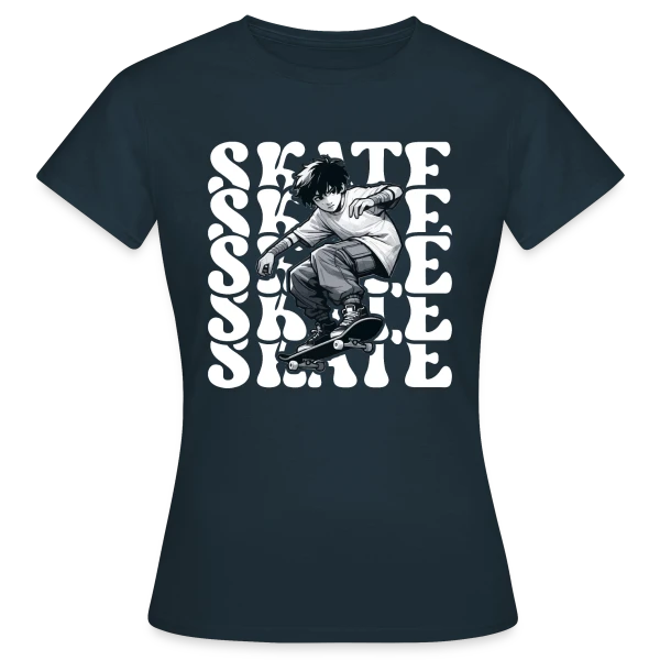 Maquette de T-shirt Femme « Jeune Skater Manga Urbain » à personnaliser
