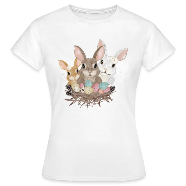 Maquette de T-shirt Femme « Famille de Lapins de Pâques Pastel Adorables » à personnaliser