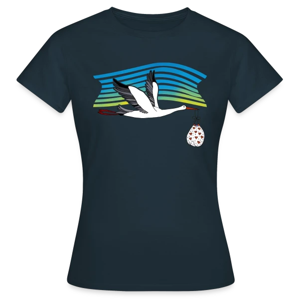 Maquette de T-shirt Femme « Cigogne Majestueuse » à personnaliser