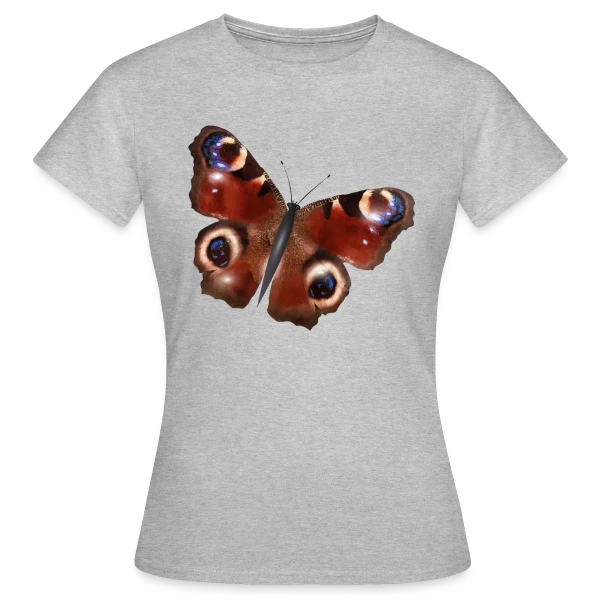 Maquette de T-shirt Femme « Élégance du Papillon Paon » à personnaliser