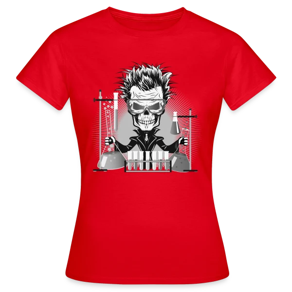 Maquette de T-shirt Femme « Crâne Scientifique Déjanté au Labo » à personnaliser