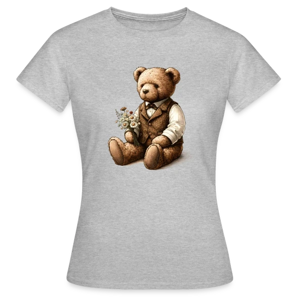 Maquette de T-shirt Femme « Teddy Vintage Fleuri: Douce Nostalgie » à personnaliser