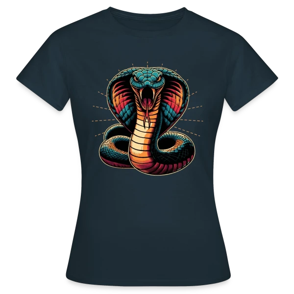 Maquette de T-shirt Femme « Cobra Royal Éclatant : Style Dynamique et Vives Couleurs » à personnaliser