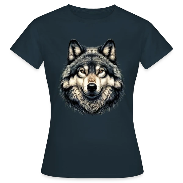 Maquette de T-shirt Femme « Tête de Loup Réaliste » à personnaliser