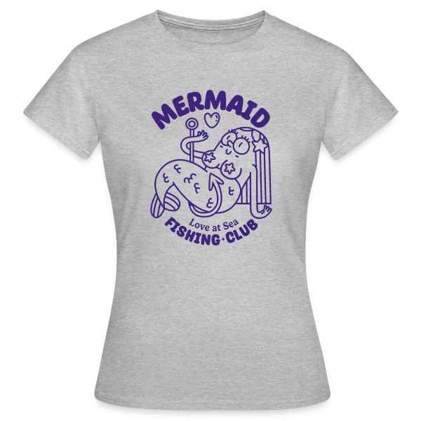 Maquette de T-shirt Femme « Club de Pêche Sirène Amour » à personnaliser