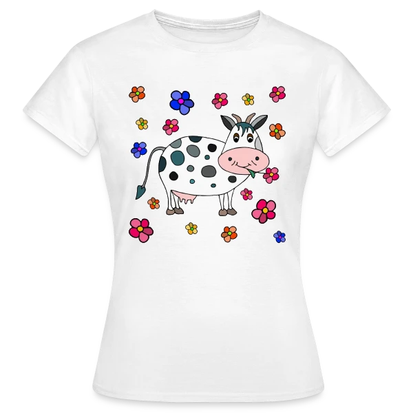 Maquette de T-shirt Femme « Krowa, la Vache Amusante » à personnaliser