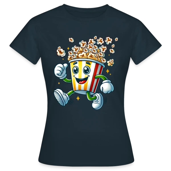 Maquette de T-shirt Femme « Popcorn Comique : La Star de Vos Soirées Ciné » à personnaliser