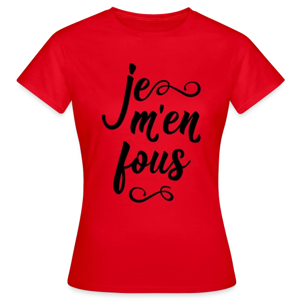 Maquette de T-shirt Femme « Je m'en Fous : L'Affirmation Décontractée » à personnaliser