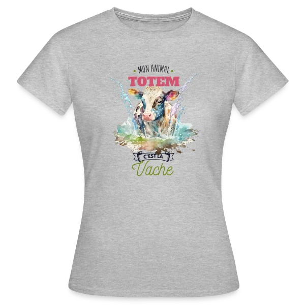 Maquette de T-shirt Femme « Ma Vache, Mon Animal Totem Humour » à personnaliser