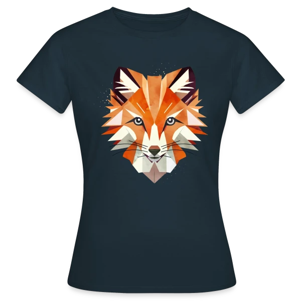 Maquette de T-shirt Femme « Renard Géométrique Éclatant » à personnaliser