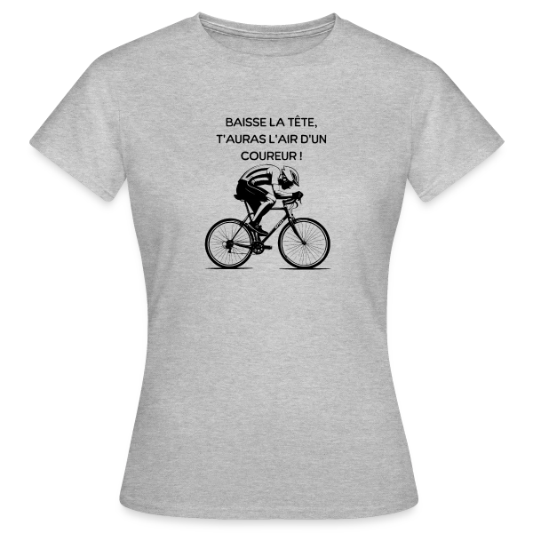 Maquette de T-shirt Femme « Cyclisme Humour - Design Minimaliste Vélo » à personnaliser