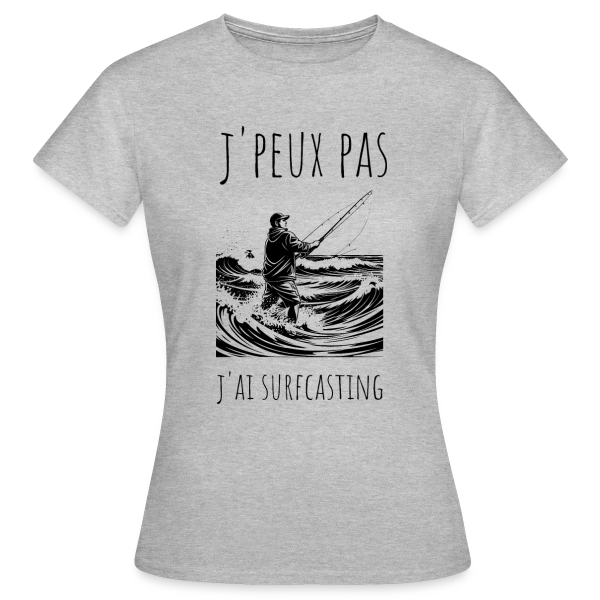 Maquette de T-shirt Femme « Surfcasting : L'Art de la Pêche en Mer » à personnaliser