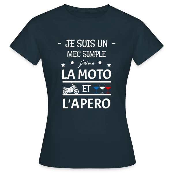 Maquette de T-shirt Femme « Moto & Apéro : L'Esprit Motard » à personnaliser