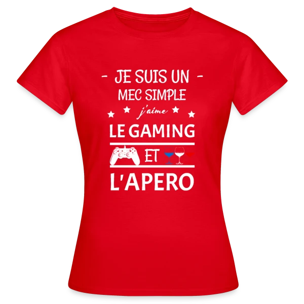 Maquette de T-shirt Femme « Apéro Gaming : Humour Entre Copains » à personnaliser