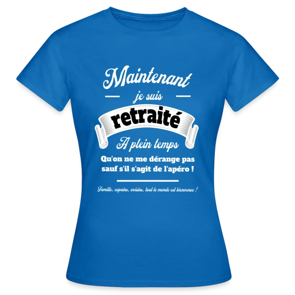 Maquette de T-shirt Femme « Apéro Retraite : Humour et Détente » à personnaliser