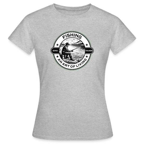 Maquette de T-shirt Femme « La Pêche : Un Art de Vivre Élégant » à personnaliser