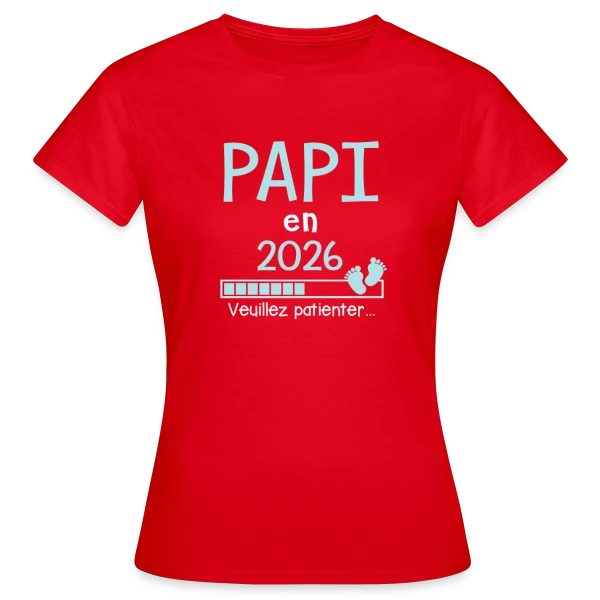 Maquette de T-shirt Femme « Papi en 2026 : Veuillez Patienter - Humour » à personnaliser