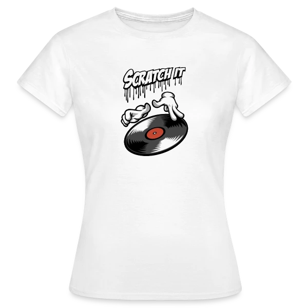Maquette de T-shirt Femme « Scratch It: DJ Style » à personnaliser