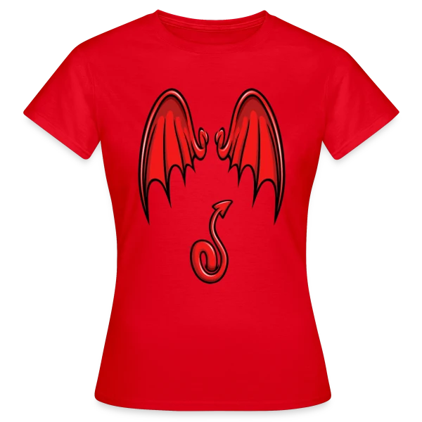 Maquette de T-shirt Femme « Ailes & Queue de Diable Cartoon » à personnaliser