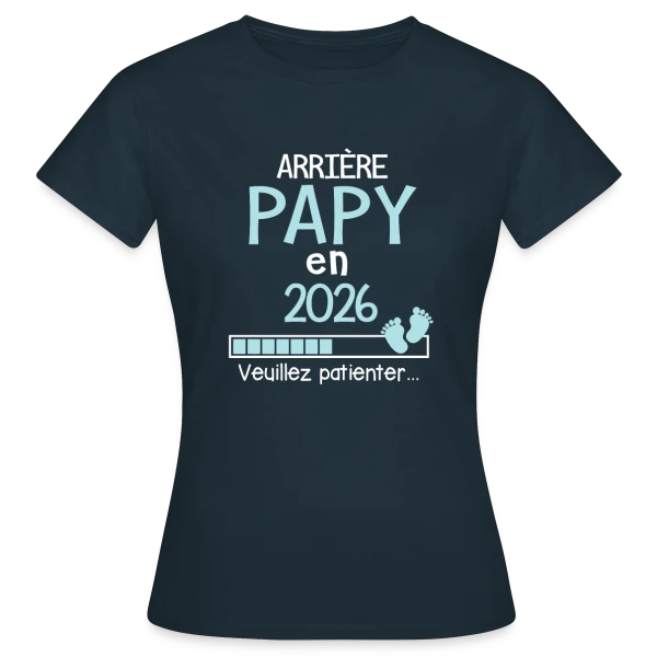 Maquette de T-shirt Femme « Arrière Papy en 2026 : Annonce de Grossesse Humour » à personnaliser