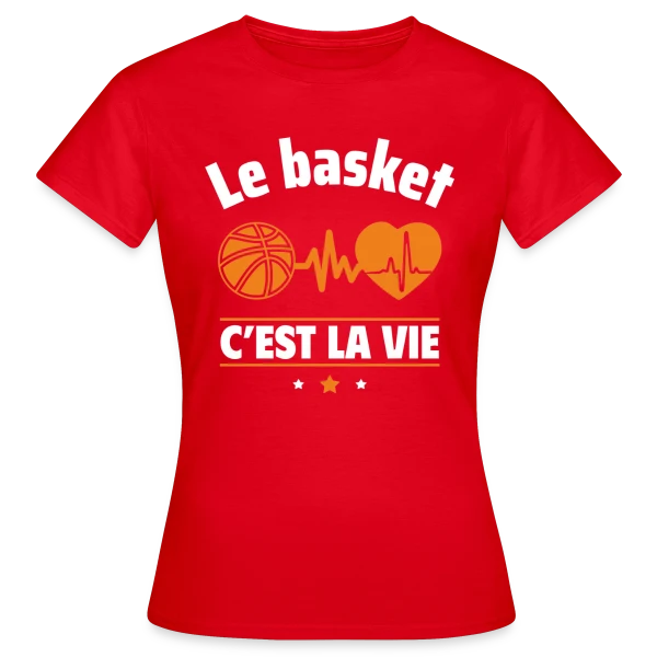 Maquette de T-shirt Femme « Le Basket, C'est la Vie ! » à personnaliser